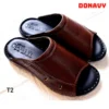 Dép Sa-Bo Quai Ngang Trơn Da Bò DONAVY Cao Cấp, Đế Cao Gần 3cm Mặt Da Mang Êm Chân (Đen+Nâu) D.SM