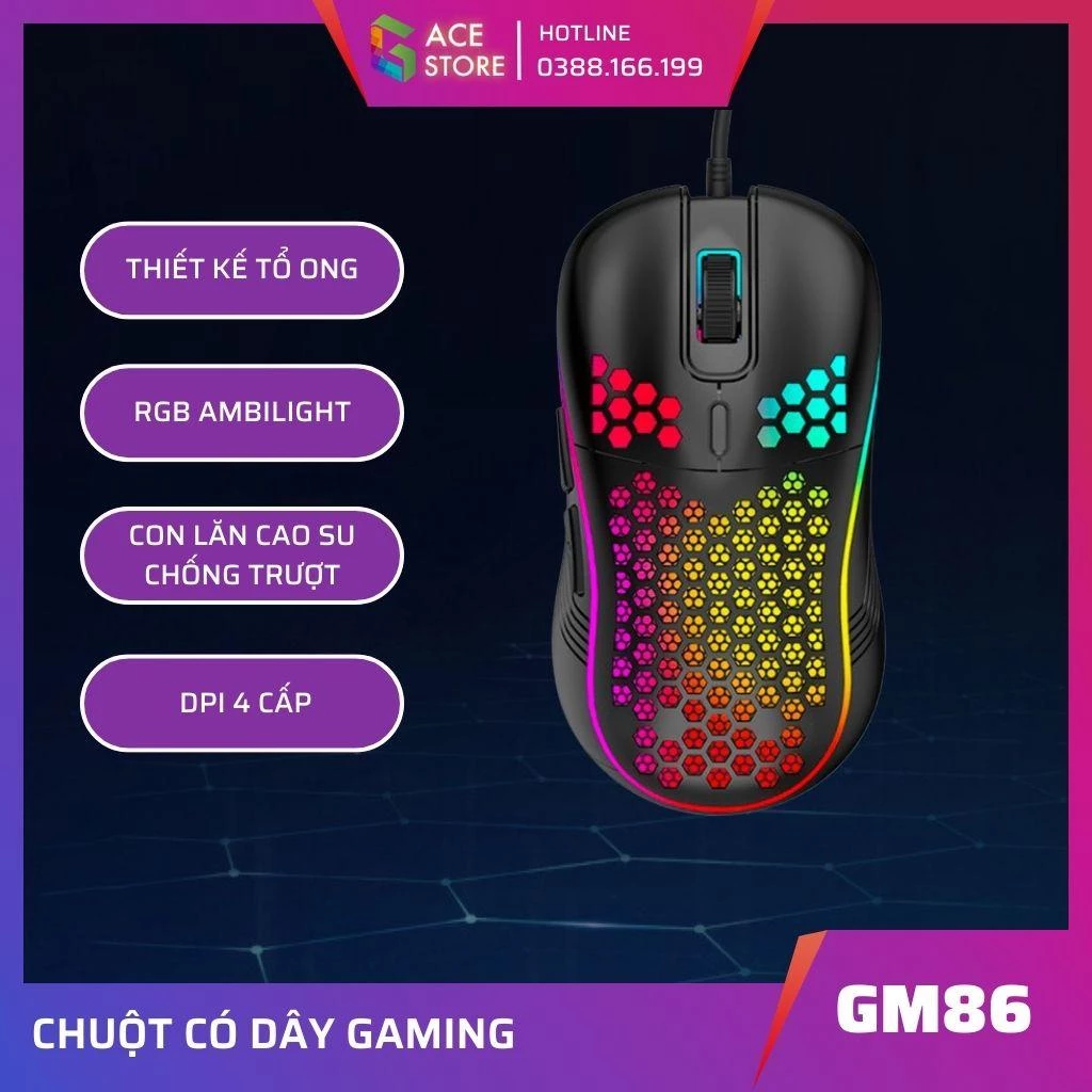 Gamwing GM86 | Chuột Gaming Có Dây - DPI 4 Cấp Độ và 6 Nút Điều Chỉnh