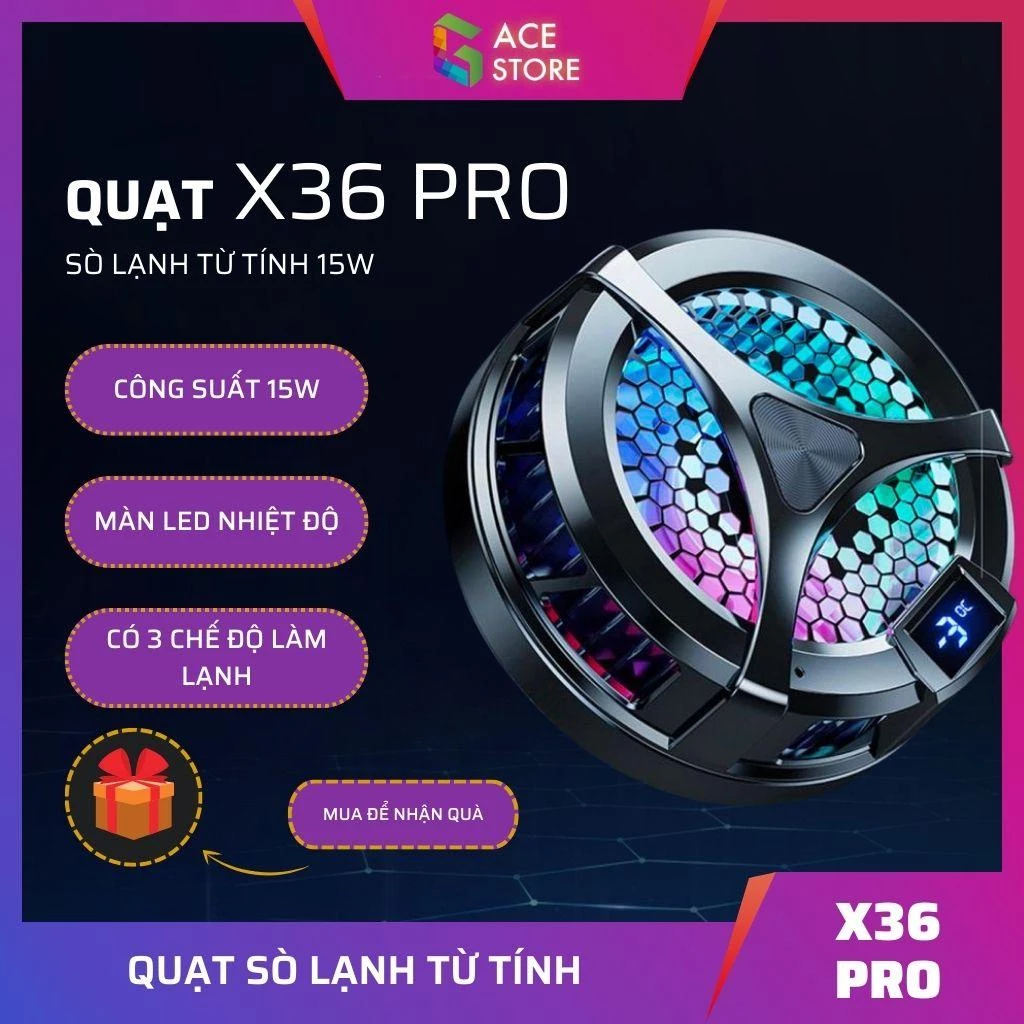 Quạt tản nhiệt điện thoại X36 Pro sò lạnh thế hệ mới TEC làm lạnh gấp 3 lần - phân phối tại Gace Store