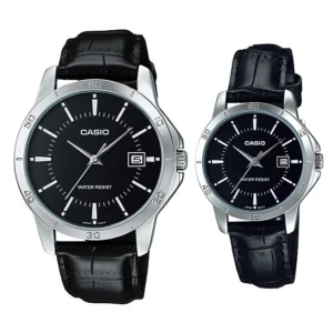 Đồng hồ đôi nam nữ dây da Casio Anh Khuê MTP/LTP V004L-1A