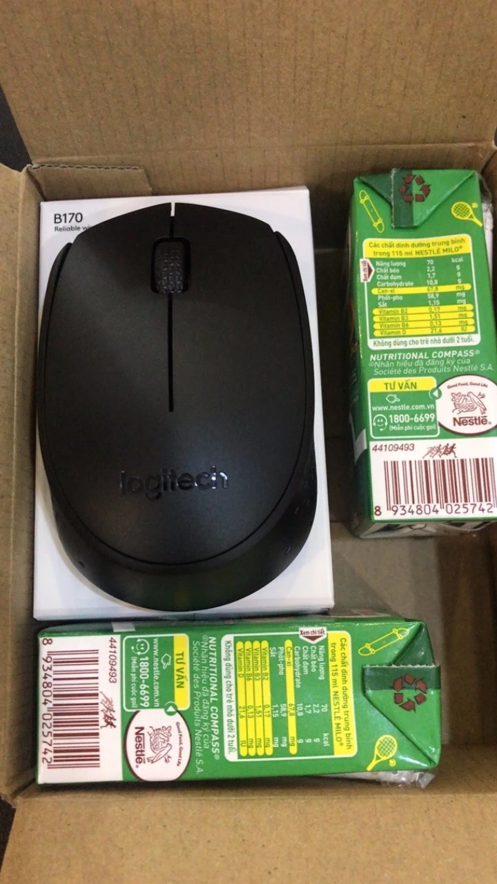 Chuột không dây Logitech B170 - USB, nhỏ gọn, thuận cả 2 tay, phù hợp PC/Laptop