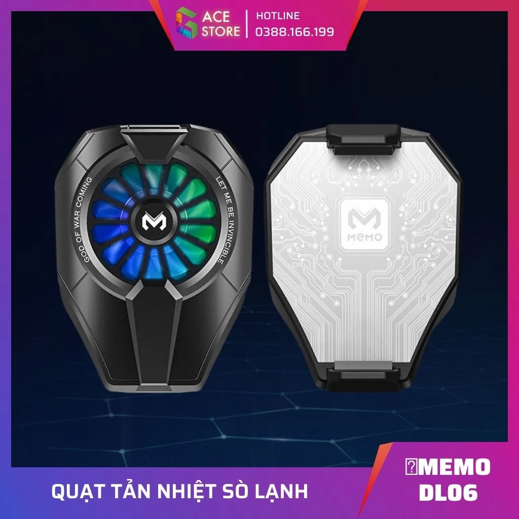 Memo DL06 | Quạt tản nhiệt sò lạnh cho điện thoại có LED RGB, Giảm 10 độ C