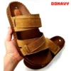 {KM - Mua 01 tặng 01 đôi dép} Dép Quai Ngang Nam Da Bò Thật DONAVY Cao Cấp, May Handmade Quai Và Đế Rất Chắc Chắn D.DELA