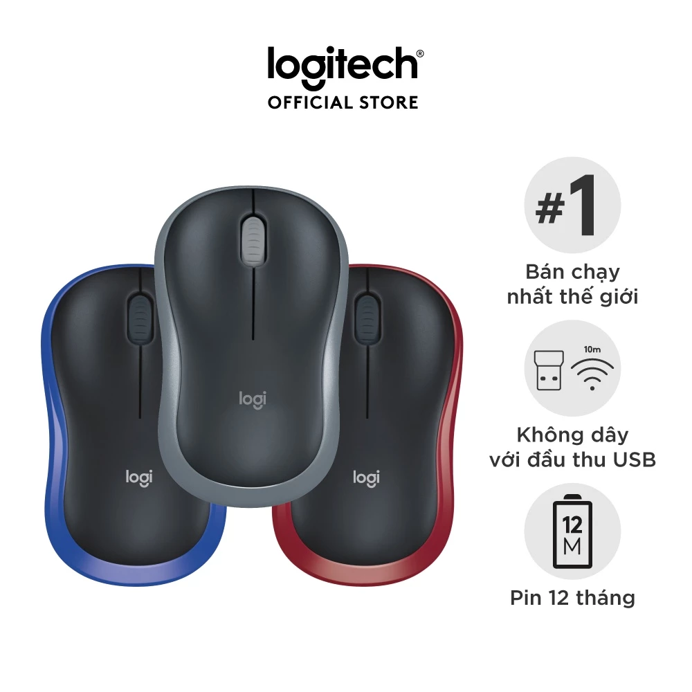 Chuột không dây Logitech M185 | Logitech M186 - USB, nhỏ gọn, thuận cả 2 tay, phù hợp PC/Laptop