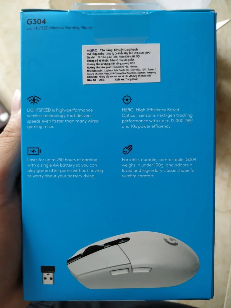 Chuột gaming không dây Logitech G304 - nhẹ, 6 nút lập trình, onboard memory, pin 250h