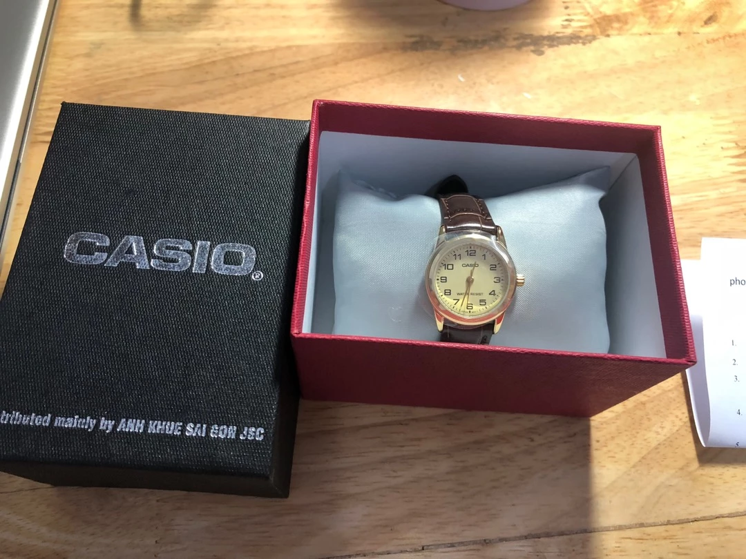 Đồng hồ nữ dây da Casio chính hãng Anh Khuê LTP-V001GL-9BUDF