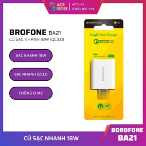 Bộ cốc cáp sạc nhanh Borofone BA21 microUSB hỗ trợ QC 3.0 công suất 18W