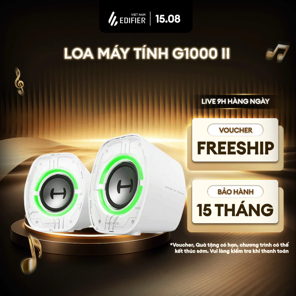 Loa Máy Tính Để Bàn Nhỏ Gọn EDIFIER G1000 II - 9 Hiệu Ứng Đèn LED - Củ Loa Toàn Dải Cho Âm Cân Bằng - 15 Tháng Bảo Hành