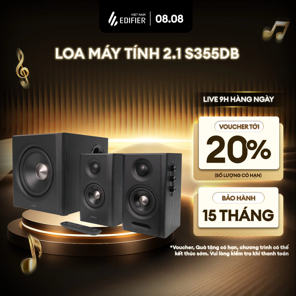 Loa Máy Tính Bluetooth 2.1 EDIFIER S355DB | Công xuất 150W | Bluetooth V6.0 | Hi-Res Audio | Bảo Hành 15 Tháng