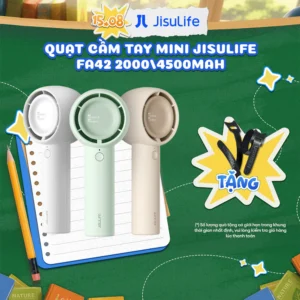 Quạt Cầm Tay Mini JISULIFE FA42 Siêu Mát - Sạc Nhanh - Pin 2000/4500mAh Sử Dụng Lên Đến 7H-16H Chính Hãng - BH 12 Tháng