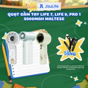 Quạt cầm tay mini Jisulife Life 7/Life 9 Maltese/Pro 1 Maltese - Pin 5000mAh - Dùng đến 12h - Chính hãng - BH 12T