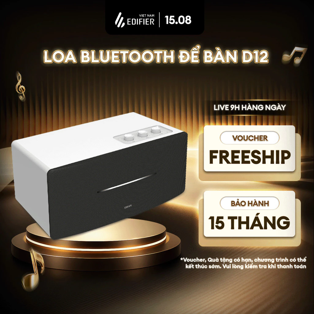 Loa Bluetooth Âm Thanh Mạnh Mẽ EDIFIER D12 70W Để Bàn - Hỗ Trợ AUX/RCA - Vỏ Gỗ Giảm Cộng Hưởng - 15 Tháng Bảo Hành