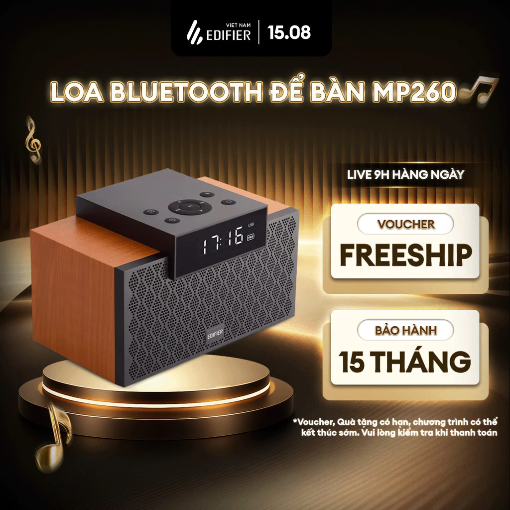 Loa Bluetooth Để Bàn EDIFIER MP260 - Màn Hình Led Hiển Thị Giờ - Công suất 12W - Chức Năng Báo Thức - 15 Tháng Bảo Hành