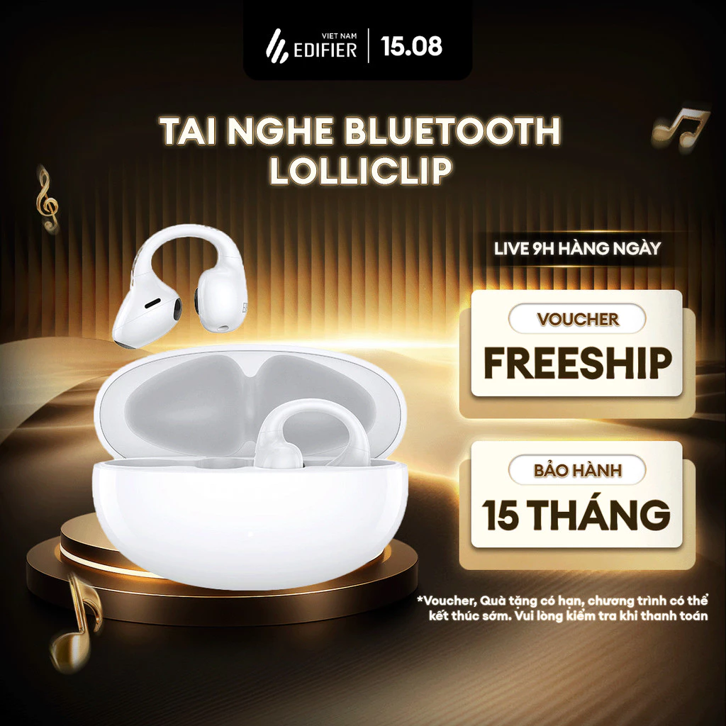Tai Nghe Bluetooth Không Dây Open Ear EDIFIER LolliClip - Thoải Mái Chơi Nhạc Tới 36H - Chế Độ Khử Ồn -15 Tháng Bảo Hành