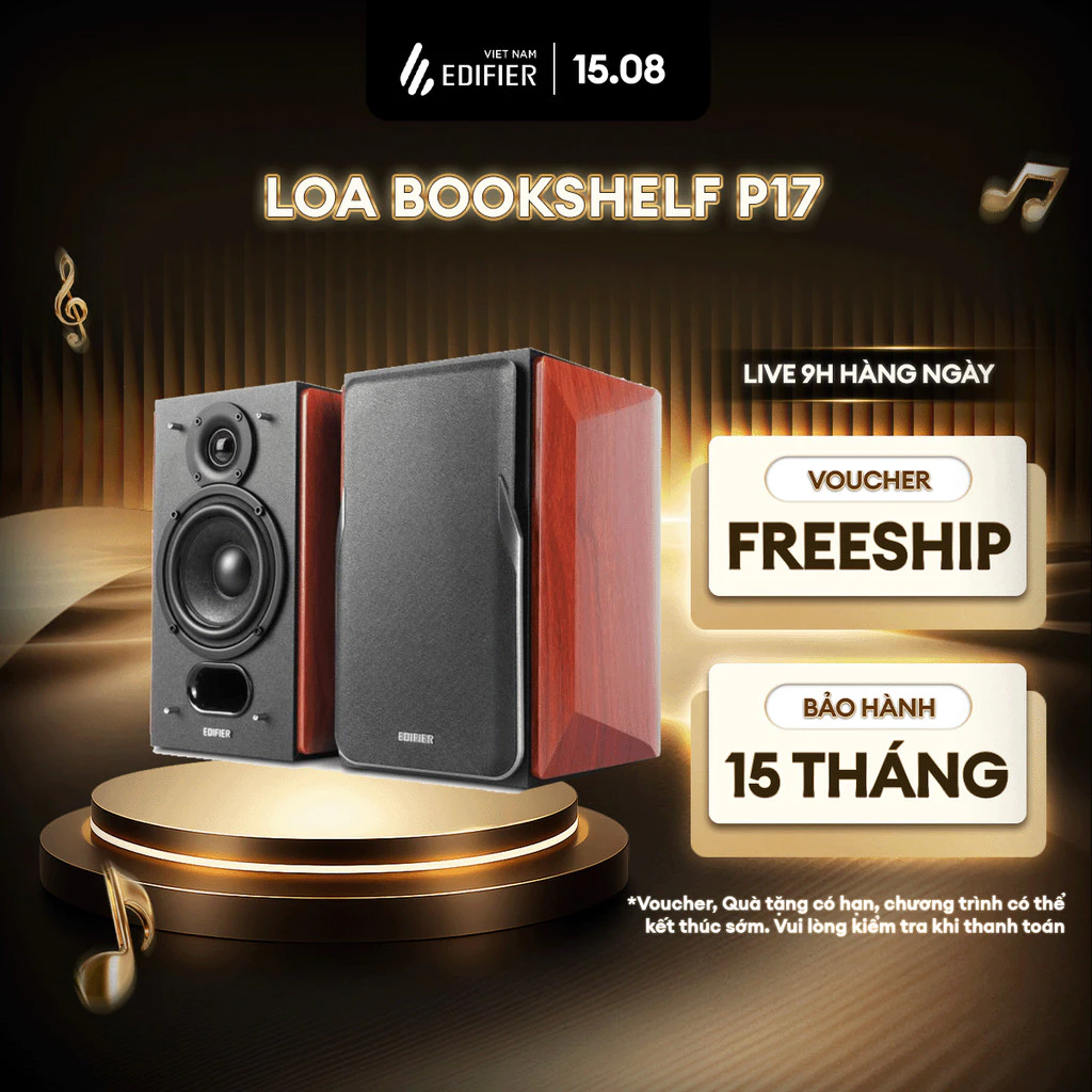 Loa BookShelf Hệ Thống Loa 2.0 EDIFIER P17 - Chất Liệu Vỏ Gỗ MDF Tránh Dội Âm - Âm Thanh Chân Thực - 15 Tháng Bảo Hành