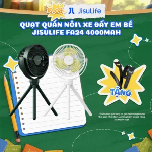 Quạt kẹp nôi xe đẩy em bé / quạt quấn JISULIFE FA24 Pin 4000mAh | Sử Dụng Lên Đến 12h | Chính Hãng | Bảo hành 12 tháng