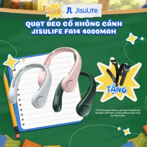 Quạt Đeo Cổ Không Cánh JISULIFE FA14 Siêu Mát 270 Độ - Pin 4000mAh Sử Dụng Lên Đến 16H Chính Hãng - Bảo Hành 12 Tháng