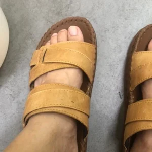 {KM - Mua 01 tặng 01 đôi dép} Dép Quai Ngang Nam Da Bò Thật DONAVY Cao Cấp, May Handmade Quai Và Đế Rất Chắc Chắn D.DELA