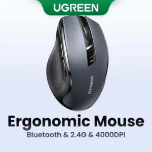 Chuột không dây UGREEN, 6 nút im lặng, 2.4G có đầu thu Mini USB, cài đặt DPI 5 cấp độ 4000DPI, máy tính xách tay PC / Mac / Linux