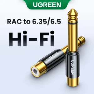 UGREEN RCA sang 6.5mm 6.35mm 1 / 4 Bộ chuyển đổi mạ vàng Đồng nguyên chất 6,5mm Nam sang RCA Nữ sang Jack TS Mono Adapter Âm thanh