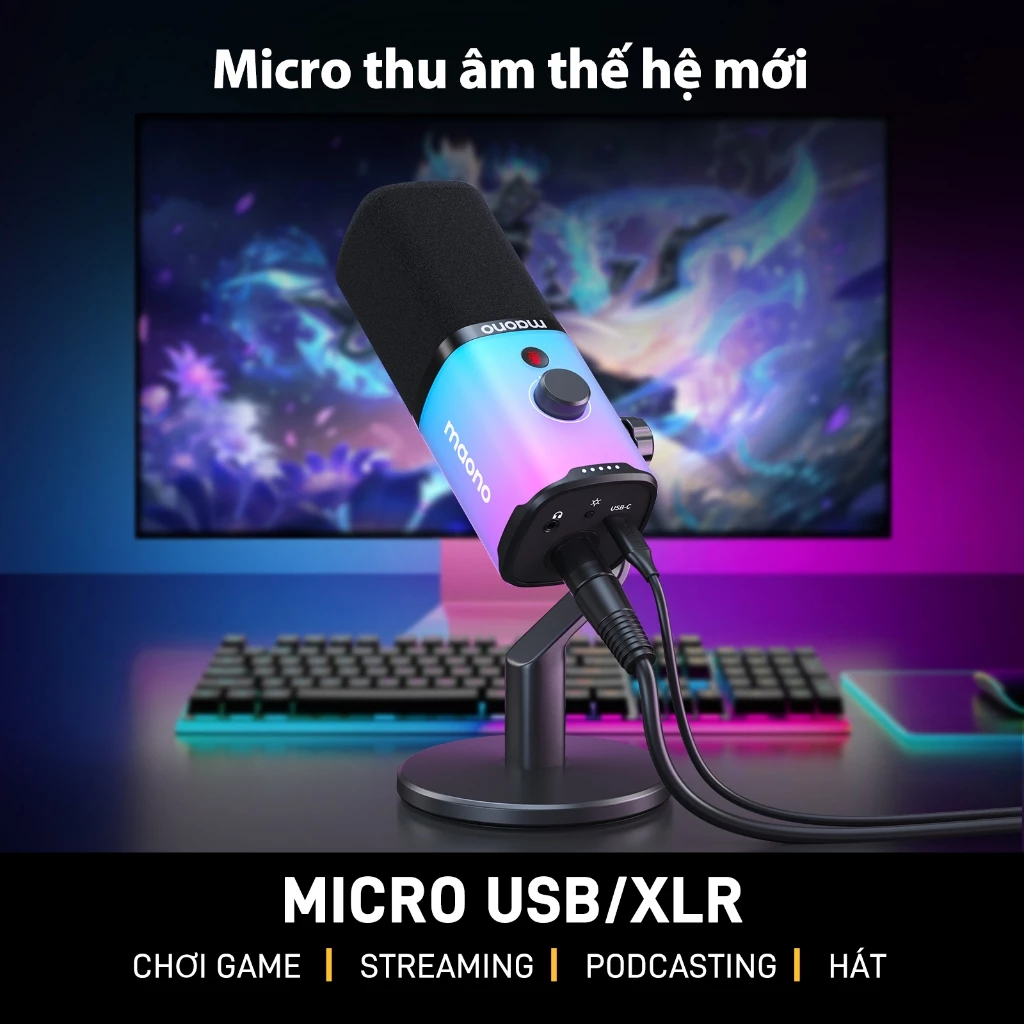 Micro Maono PD100X RGB: Mic Thu Âm Dual Mode USB/XLR Chính Hãng - Image 2