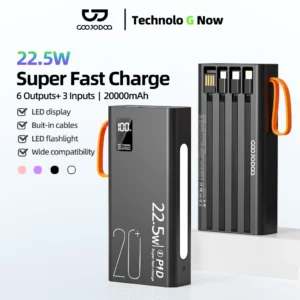 GOOJODOQ Mini Sạc dự phòng 2024 Sạc nhanh 22,5w, Màn hình hiển thị pin 20000 mah, đèn pin độ sáng cao Phụ kiện sạc pin