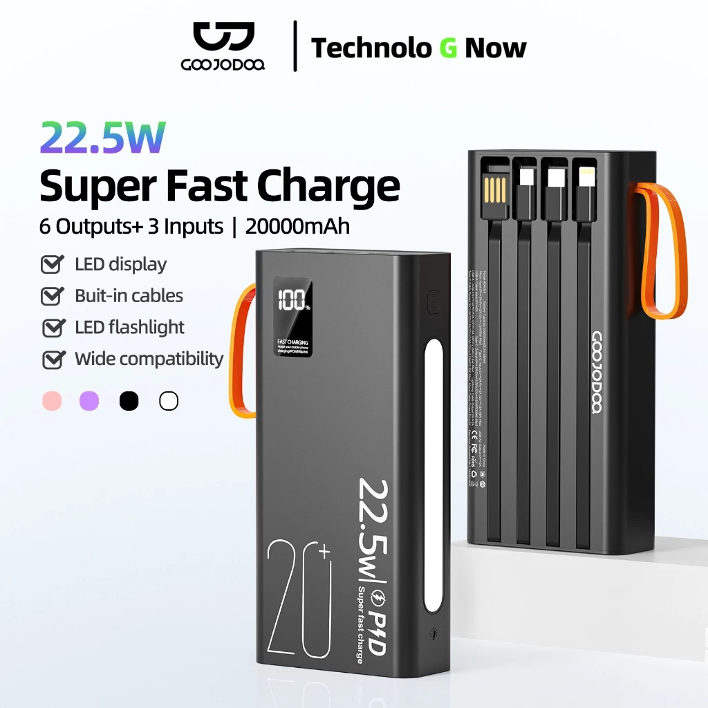 GOOJODOQ Mini Sạc dự phòng 2024 Sạc nhanh 22,5w, Màn hình hiển thị pin 20000 mah, đèn pin độ sáng cao Phụ kiện sạc pin