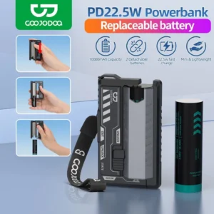 GOOJODOQ 22.5w 10000Mah Sạc dự phòng di động Hai pin Mecha Style Nhẹ Typc-C / Lighiting Giao diện kép Power Bank