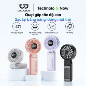 GOOJODOQ Quạt năng lượng mặt trời Mini có thể gập lại 3600 mAh Turbo Jet có thể sạc lại cầm tay Gió mạnh GFS014