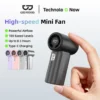 GOOJODOQ Quạt Mini GFS017 Gió di động mạnh 100 bánh tốc độ gió ​​Quạt cầm tay Turbo có thể điều chỉnh tốc độ cao ​​20000rpm cho thể thao ngoài trời