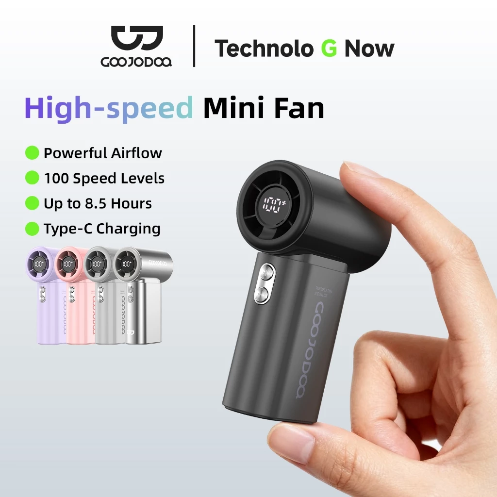 GOOJODOQ Quạt Mini GFS017 Gió di động mạnh 100 bánh tốc độ gió Quạt cầm tay Turbo có thể điều chỉnh tốc độ cao 20000rpm cho thể thao ngoài trời