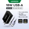 (US Plug) UGREEN Sạc nhanh 3.0 Bộ sạc tường 18W USB Adapter cho Y11 realme5 Huawei Y7 Pro Samsung j5 Samsung Galaxy J6+ Điện thoại Xiaomi