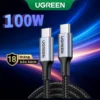 Ugreen Sạc Nhanh 100W 20V 5A Nylon Bradied USB C Sang USB Cáp Dành Cho iPhone 15 / 15 Plus / 15 Pro / 17 Pro Max, MacBook Pro, iPad Pro, Dell XPS, Samsung Galaxy S24 / S23 / S22 Ultra, Sw