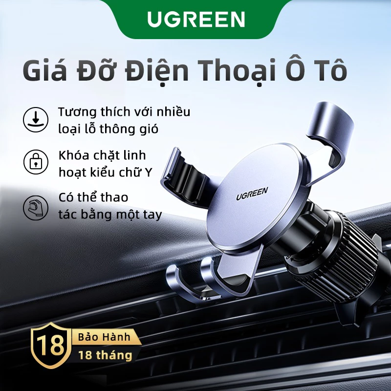 Giá đỡ điện thoại ô tô UGREEN Giá đỡ điện thoại thông hơi trên ô tô cho điện thoại di động Xiaomi Samsung iPhone 12 13 14 15 Giá đỡ ô tô