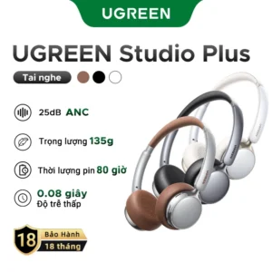 Tai nghe Bluetooth Y2k cổ điển UGREEN Studio Plus, ANC khử tiếng ồn -25dB, Bluetooth 6.0, thời lượng pin đến 80 giờ, thập niên 80 cho quà tặng bé gái