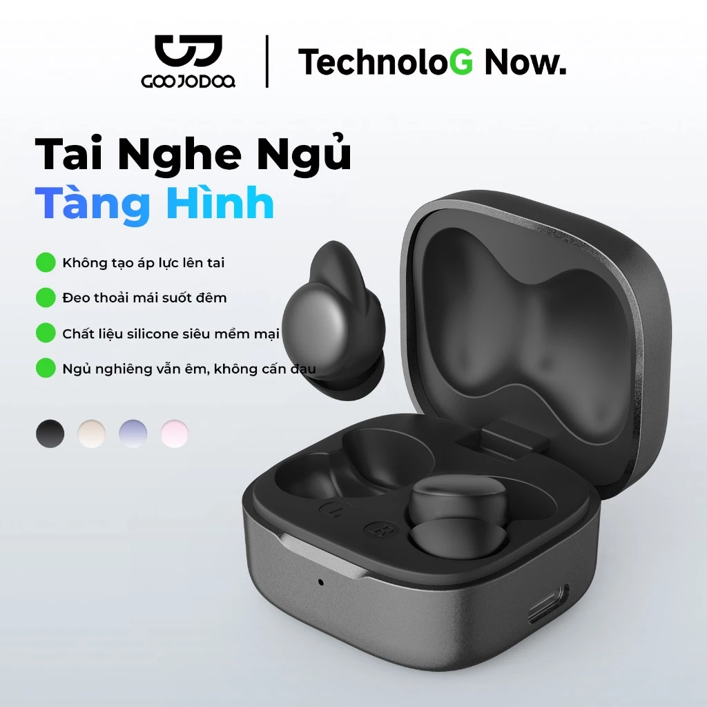 GOOJODOQ Tai nghe Bluetooth ngủ Tai nghe nhét tai không dây siêu nhẹ Hiệu ứng âm thanh khi ngủ cao cấp