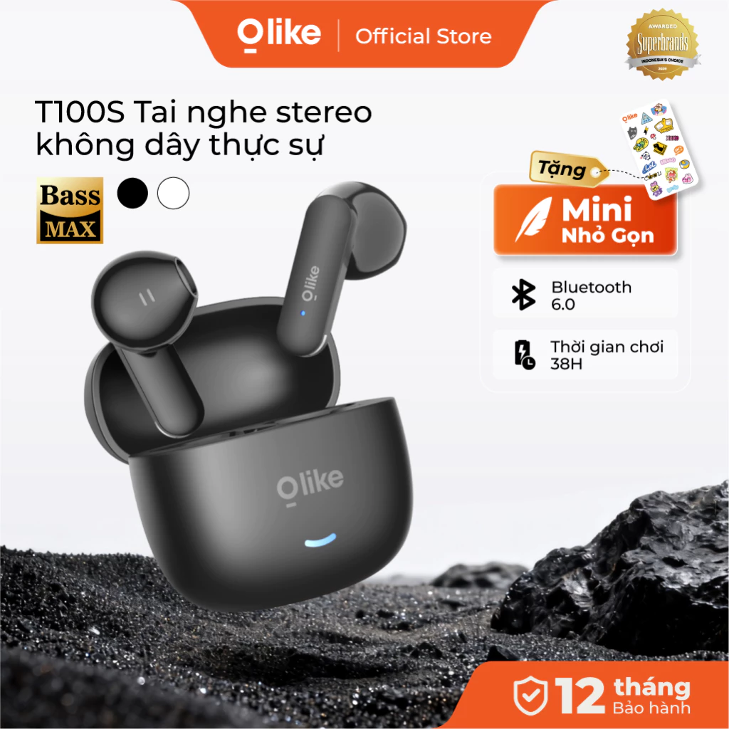 OlikeTWS T100s Tai Nghe Trong Tai HIFI Không Dây Bluetooth 6.0 Stereo Bass MAX 38 Giờ Thời Gian Chơi IPX4 Chống Thấm Nước