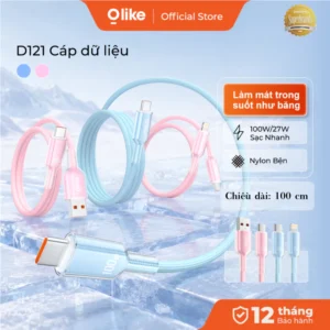 Olike D121 Cáp Sạc Nhanh 100W PD USB-C Type C Sạc Siêu Nhanh 480Mbps Dây Bọc Dù Cho iPhone Samsung Xiaomi OPPO Huawei iPad MacBook Dài 100 cm