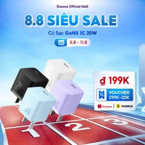 Củ sạc nhanh BASEUS PD 20W GaN5 1C thích hợp cho i14 13 12 pro max