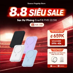 Sạc dự phòng 22.5W FM11 Baseus không dây mini 10000mah có nam châm tự động bật/ tắt thích hợp