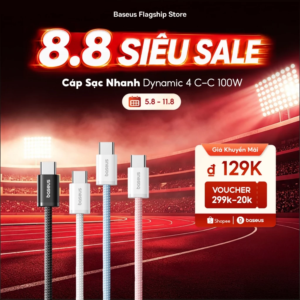 Cáp Baseus 100W PD USB C sang USB Type C cho Macbook Pro iPad Xiaomi Samsung