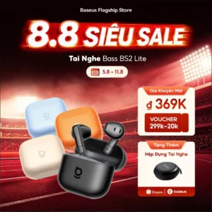 Tai Nghe Bass BS2 Lite Bluetooth 6.0 Đàm thoại rõ nét với micro kép Al Tăng cường âm trầm Thiết kế bán in-ear thoải mái
