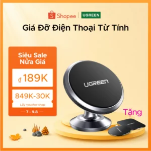Giá đỡ điện thoại từ tính trên xe UGREEN có nam châm xoay 360°, kích thước mini, tiện dụng cao cấp, cho iPhone 17/16/15/14 Pro max, Samsung S26/25/S24 Ultra