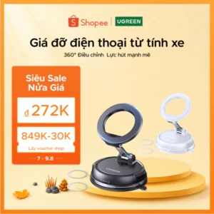 UGREEN 360° Giá Đỡ Điện Thoại Xe Từ Tính Chân Không Có Thể Gập Lại Và Xoay Chắc Chắn Lực Hút Mạnh Cho iPhone 12 13 14 15 16 Pro Max