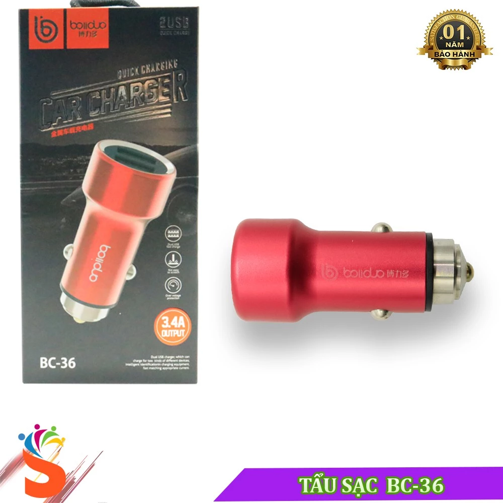 Tẩu Sạc Ô Tô Boliduo BC-36 – Hỗ Trợ Sạc Nhanh