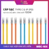Cáp Sạc Siêu Bền Type C và iP 100W/PD20W/6A Hợp Kim, Chống Rối, Tốc Độ Siêu Nhanh, Bọc Cao Su Non