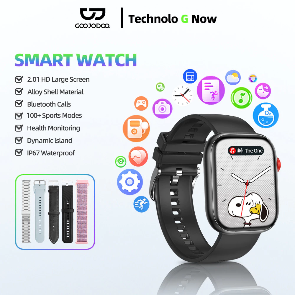 Đồng hồ thông minh GOOJODOQ kết nối Bluetooth APP trợ lý giọng nói AI với màn hình 2,01 inch