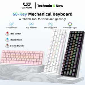Bàn phím cơ có dây 68 phím rỗng GOOJODOQ 3 trục cơ học DIY có thể hoán đổi nóng với hiệu ứng đèn RGB