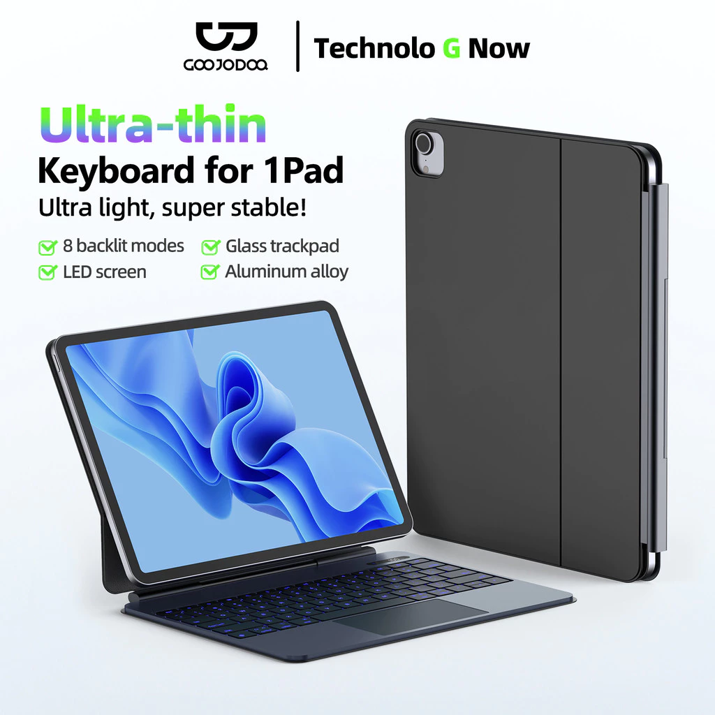 Bàn phím nhẹ GOOJODOQ cho iPad Kết nối từ tính Bàn di chuột bằng kính mịn Màn hình LED và đa phương tiện