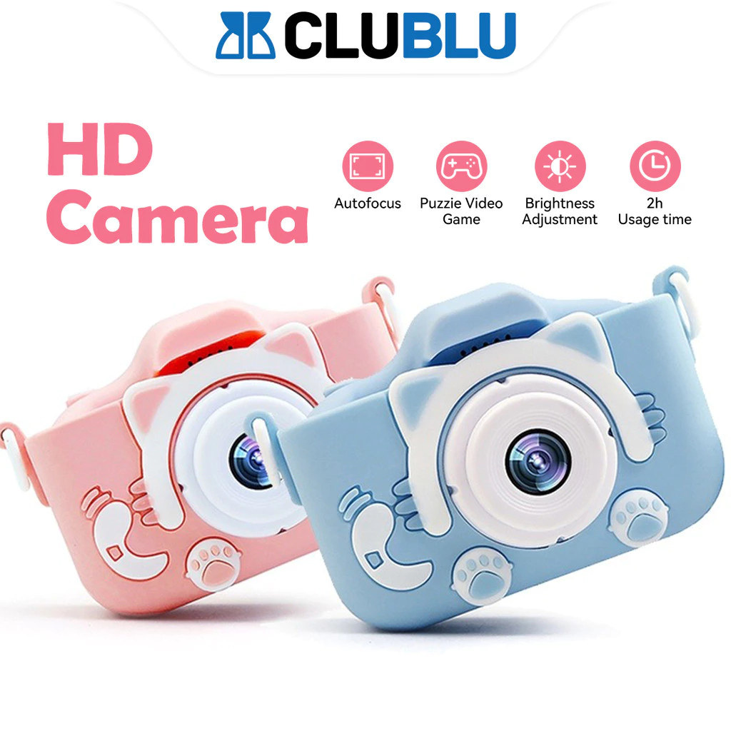 -CLUBLU- Máy Ảnh Kỹ Thuật Số Mini Mèo Camera-007 Cute Có Thể Sạc Lại Chống Sốc Cao Cấp Cho Bé